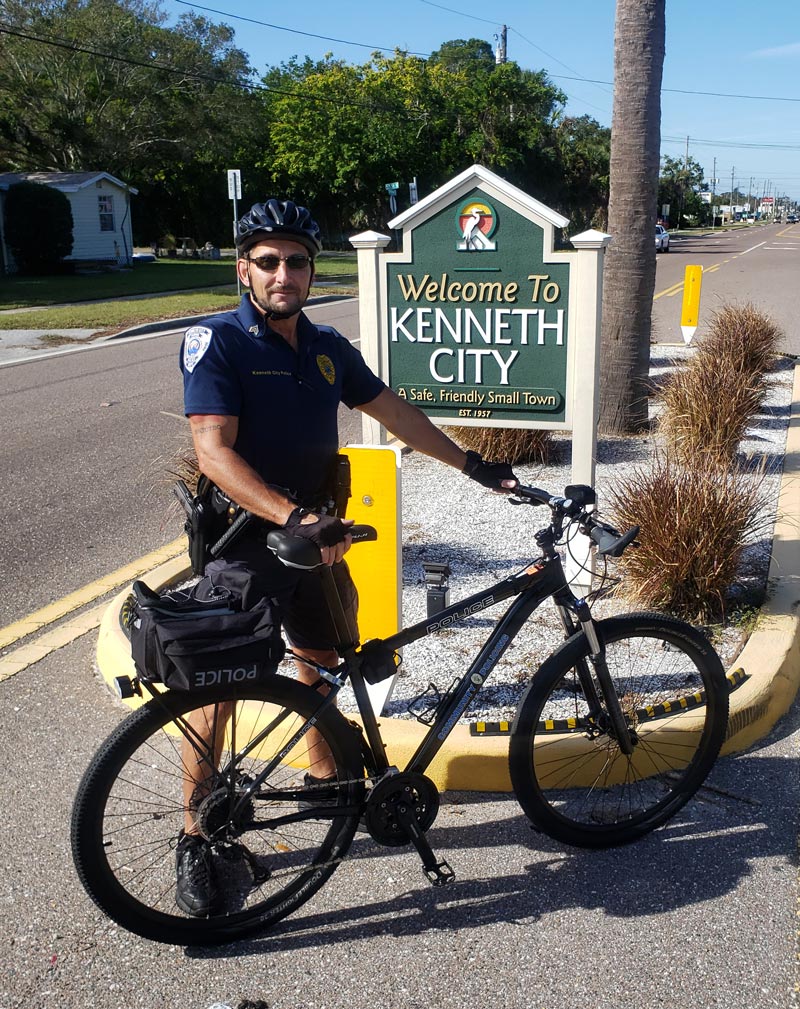 Officer with bicycle